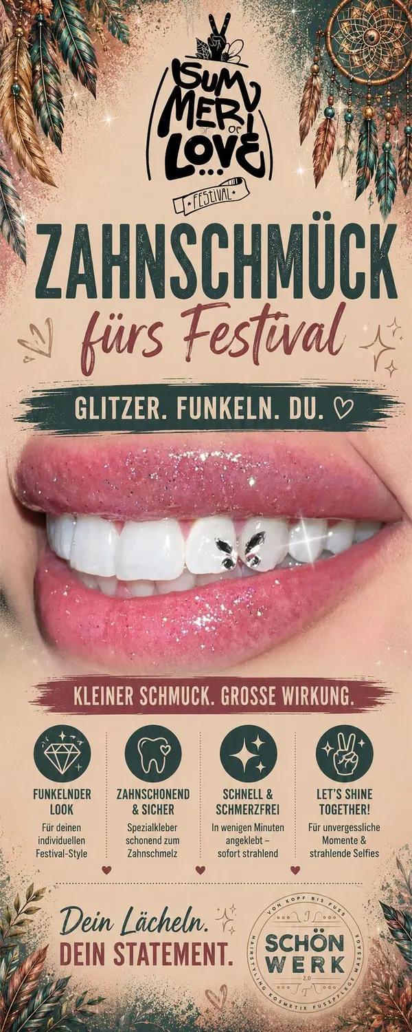 Zahnschmuck fürs Festival – Glitzer & Funkeln